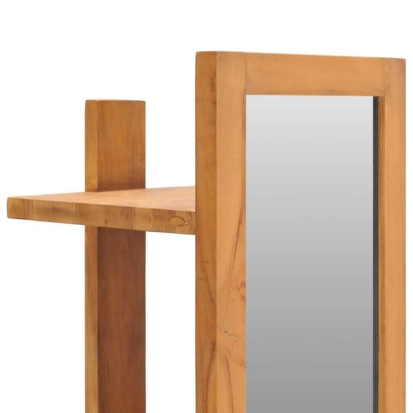 vidaXL Veggspeil med hyller 30x30x120 cm heltre teak
