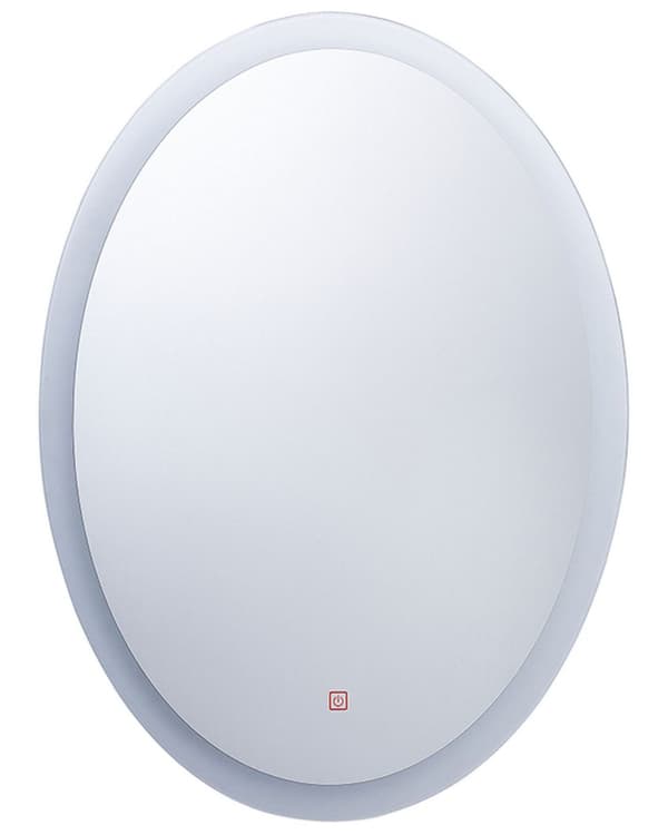Väggspegel med LED Silver 60 x 80 cm Rektangulär Upplyst Anti Dimma System Badrum Sminkspegel