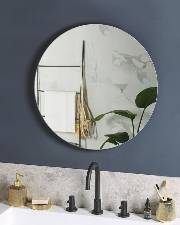 Seinäpeili hopea kehyksetön 60 x 60 cm huurtumisenesto pyöreä LED-valot