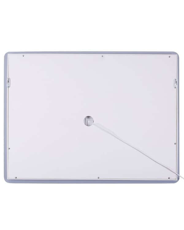 Seinäpeili hopea 80 x 60 cm LED-valo suorakulmainen huurtumisenesto kosketuskytkin moderni tyyli