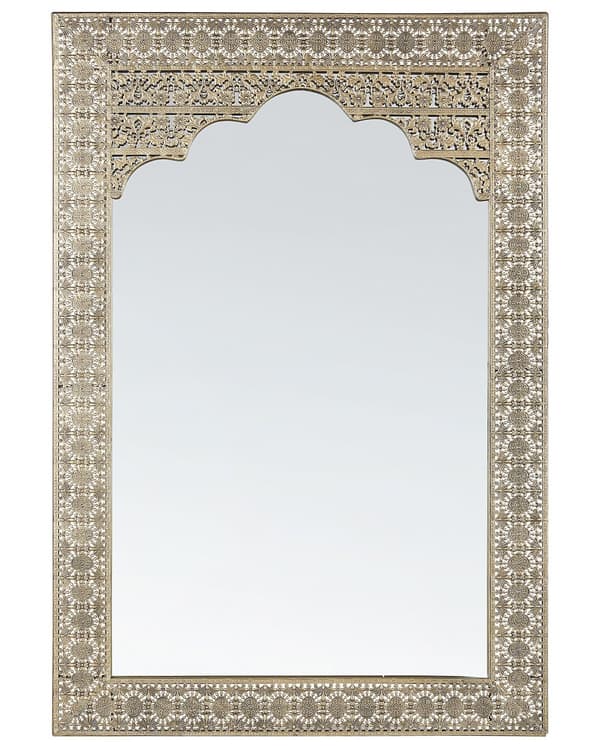 Seinäpeili kultainen 60 x 90 x 2 cm metalli lasi suorakulmio kiiltävä boho perinteinen