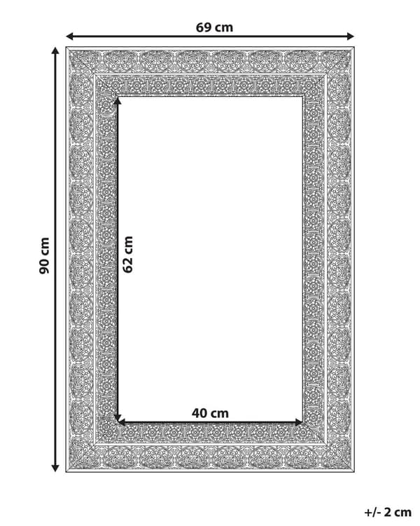 Vægmonteret hængespejl Guld 69 x 90 cm Rektangulær dekorativ ramme Hjemmetilbehør Accentstykke