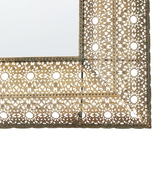 Vægmonteret hængespejl Guld 69 x 90 cm Rektangulær dekorativ ramme Hjemmetilbehør Accentstykke