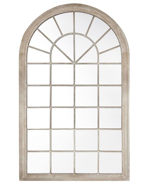 Vægspejl Beige Metalramme 77 x 130 cm Vintage New Yorker Spejl med Buet Top
