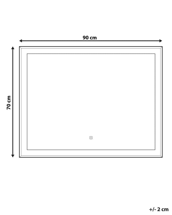 Seinäpeili kylpyhuoneeseen LED-valo 90 x 70 cm suorakulmio huurteenesto moderni tyyli