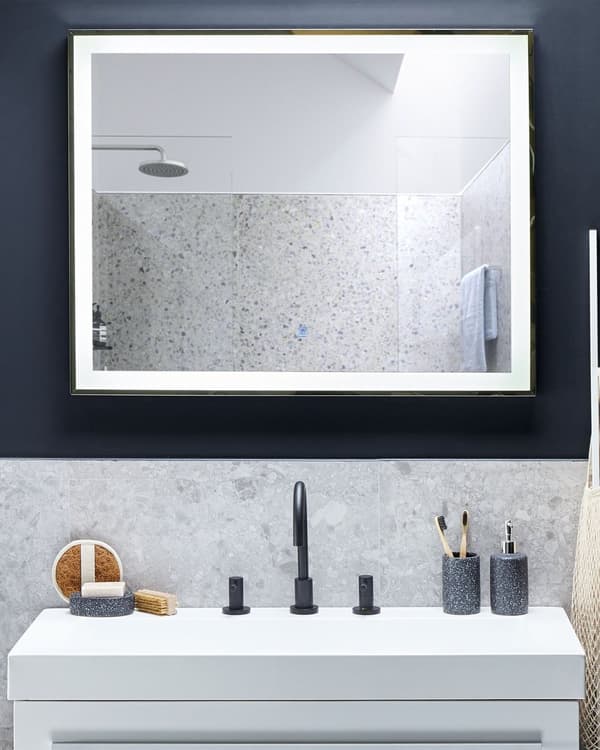 Vægmonteret Hængende LED Spejl 90 x 70 cm Rektangulær Moderne Badeværelse Glamour Make-up