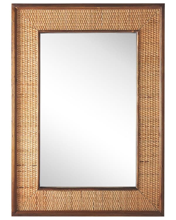 Seinäpeili vaalea puu kehys 54 x 74 cm suorakulmainen bambu punos boho tyyli