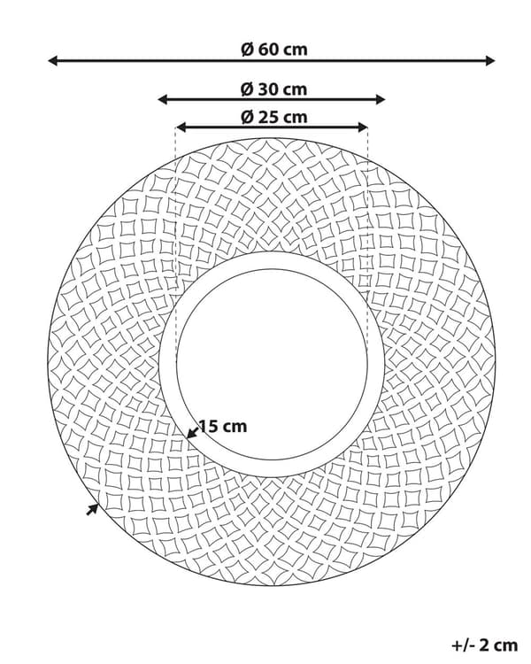 Seinäpeili beige pyöreä puukehys 60 cm geometrinen kuvio boho tyyli