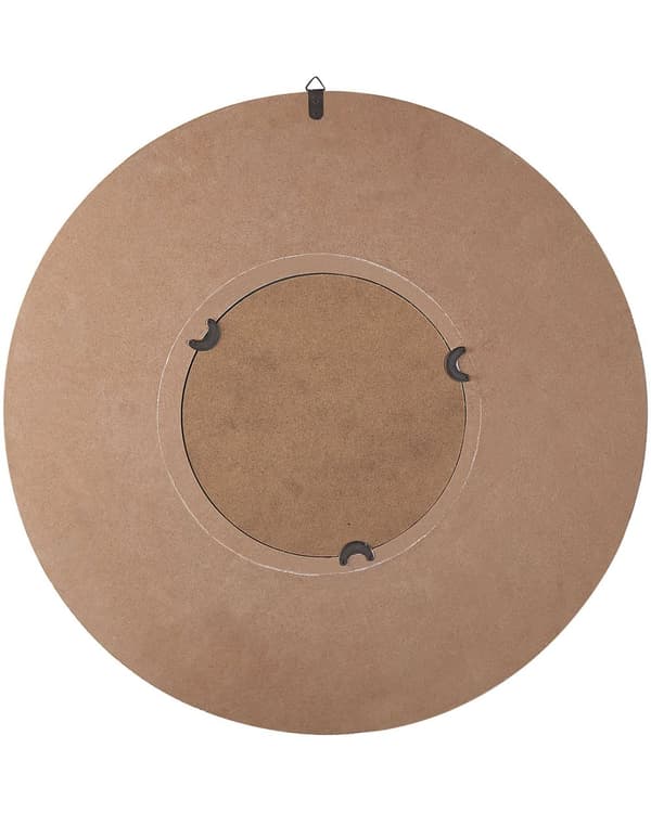 Seinäpeili beige pyöreä puukehys 60 cm geometrinen kuvio boho tyyli