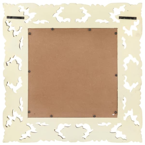 vidaXL Håndskåret speil hvit 50x50 cm heltre mango