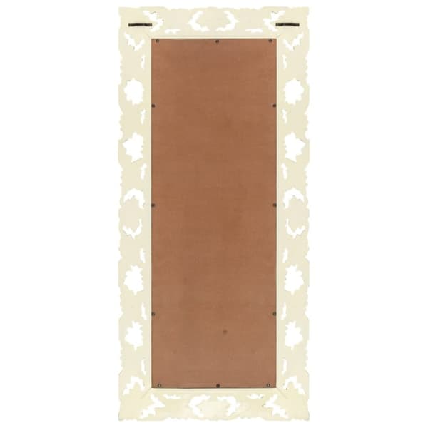 vidaXL Handsnidad spegel vit 110x50 cm massivt mangoträ