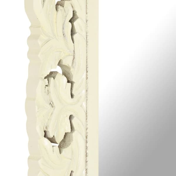 vidaXL Handsnidad spegel vit 110x50 cm massivt mangoträ