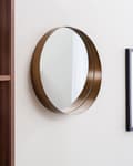 Miniatyrbillede 2 af 7: Vægspejl Kobber Metal og Glas ø 40 cm Dekorativt Lille Rundt Væghængt Spejl med Ramme Moderne Tilbehør til Stue Entré Pigeværelse Design