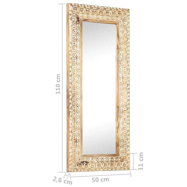 vidaXL Handsnidad spegel 110x50x2,6 cm massivt mangoträ