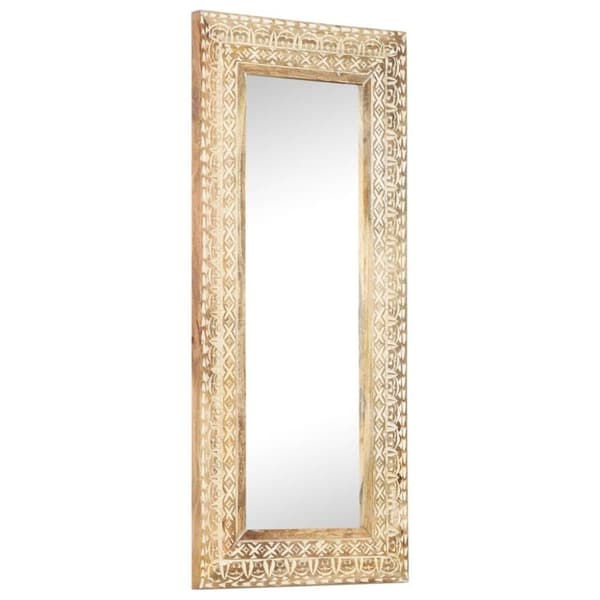 vidaXL Handsnidad spegel 110x50x2,6 cm massivt mangoträ