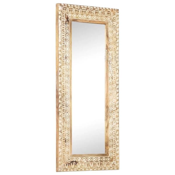 vidaXL Håndskåret speil 110x50x2,6 cm heltre mango