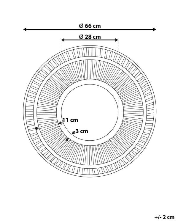 Spegel Ljusträ Rund 60 cm Handgjord Ram Vit Fyrpass Geometriskt Mönster Boho Rustik