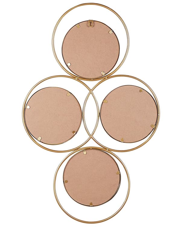 Vægspejl Guld Metal 4 stykker 50 x 80 cm Væghængt Smate Små Runde Spejle Badeværelse Entré til Dør Tilbehør Glamour Dekoration