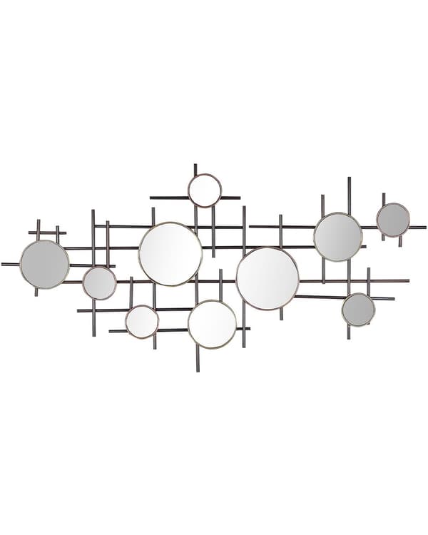 Vægspejl Sort med Guld Metal 10-delt Dekoration 113 x 55 cm Accentstykke Moderne Design