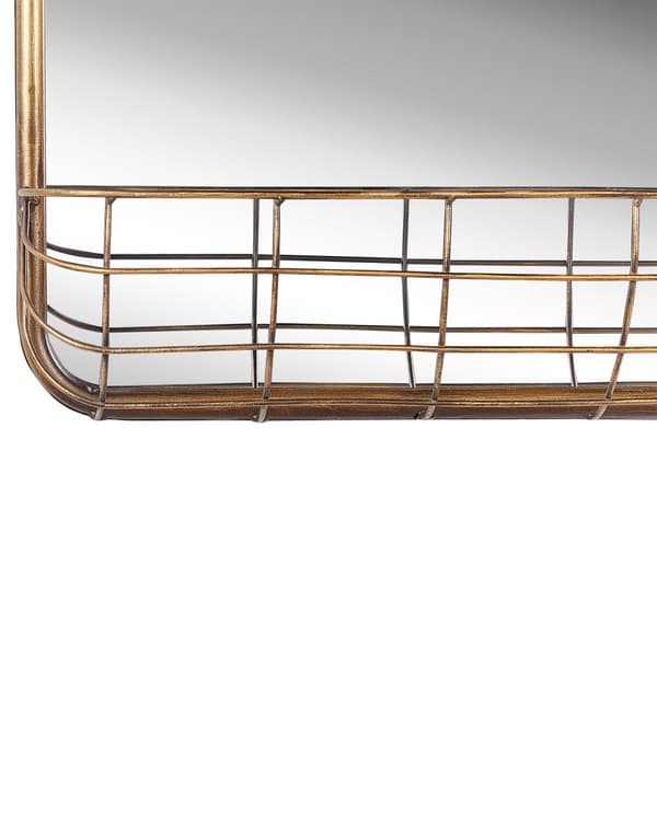 Väggspegel Guld Järn Metallram 40 x 80 cm Förvaringskorg Glam
