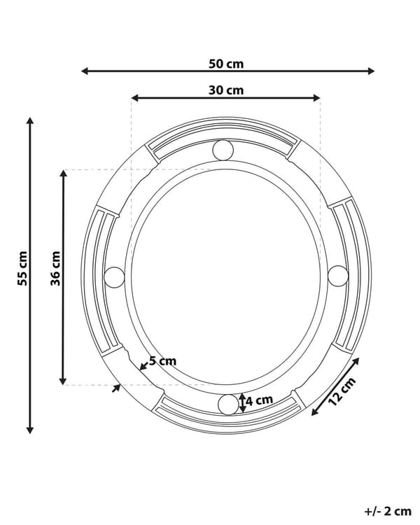 Spegel Ljusträ Rund 60 cm Träram Handgjord Geometrisk Rustik