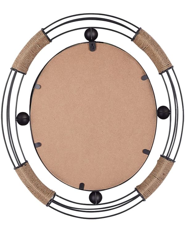 Spegel Ljusträ Rund 60 cm Träram Handgjord Geometrisk Rustik