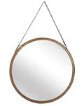 Miniatyrbild 1 av 6: Väggspegel Guld Sliten Metall Band i Konstläder Rund 60 cm Dekorativ Hängande Accentstycke Modern