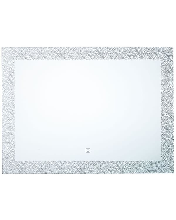 Seinäpeili hopeinen 60 x 80 cm LED-valolla koristeellinen kehys huurtumisenesto