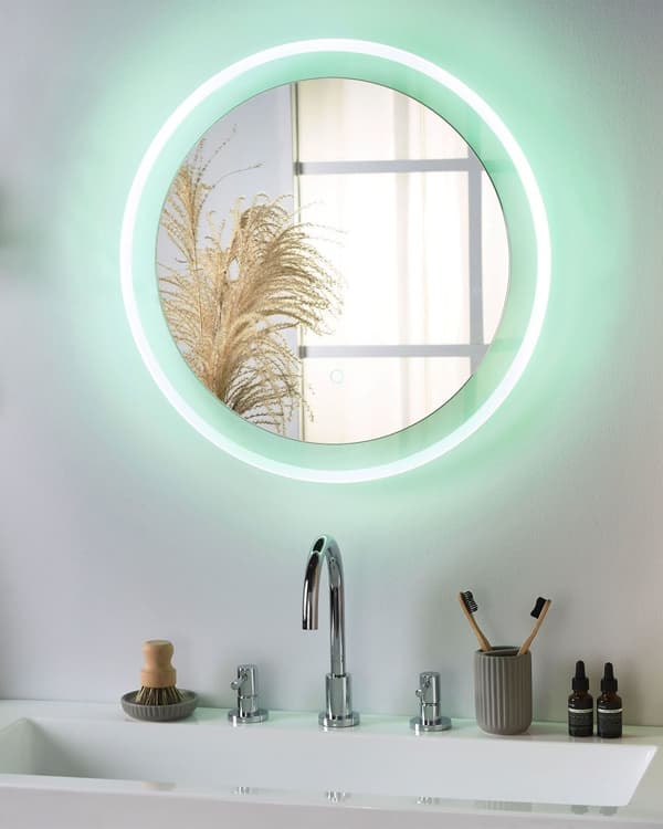 Väggspegel Rund 58 cm LED Lampor Anti Dimma System Badrum Accessoarer Dekorativ