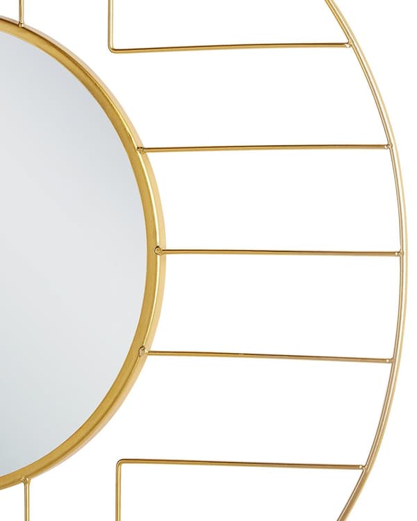 Vægspejl Guld Metal Jern ø 60 cm Rund Ramme Vægmonteret Hjemme Dekoration Moderne Design