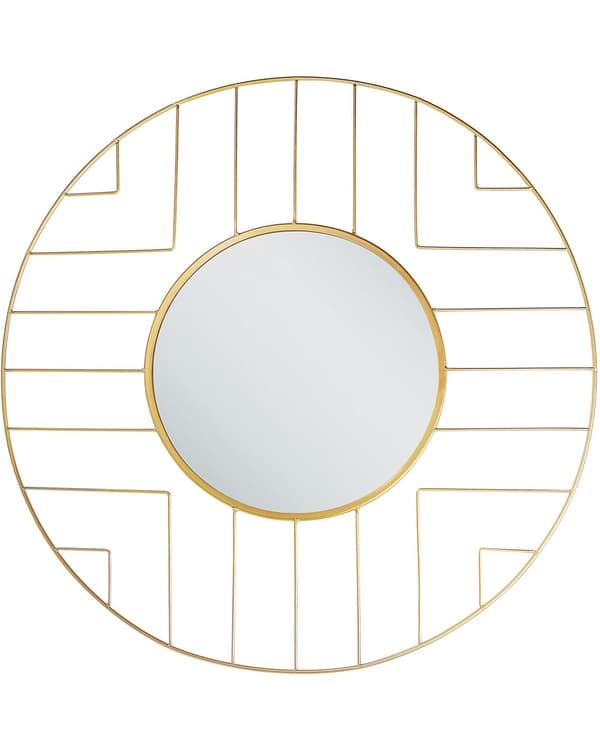 Vægspejl Guld Metal Jern ø 60 cm Rund Ramme Vægmonteret Hjemme Dekoration Moderne Design