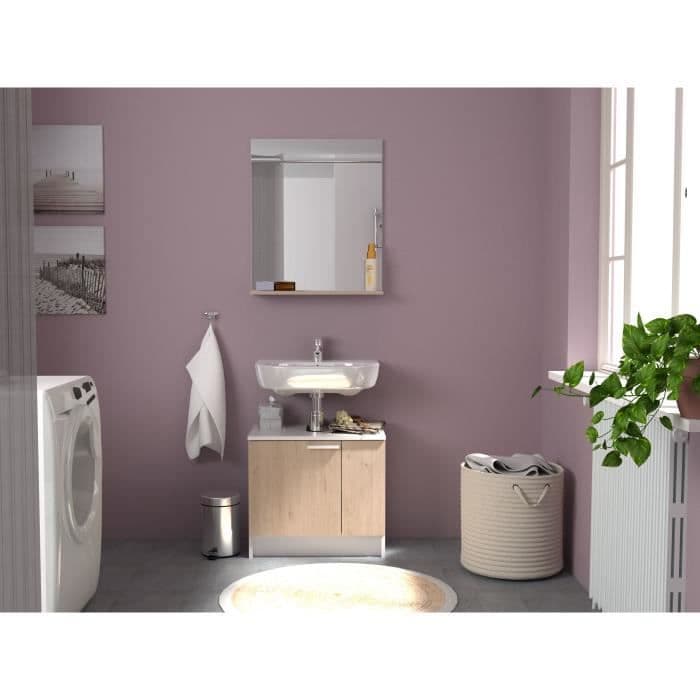 EKIPA Spegel med hylla - Oak Jackson och vit inredning - L 60 x D 14 x 70 cm - VERSO