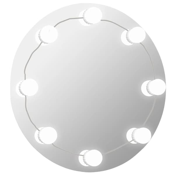 vidaXL vægspejl med LED-lys rundt glas