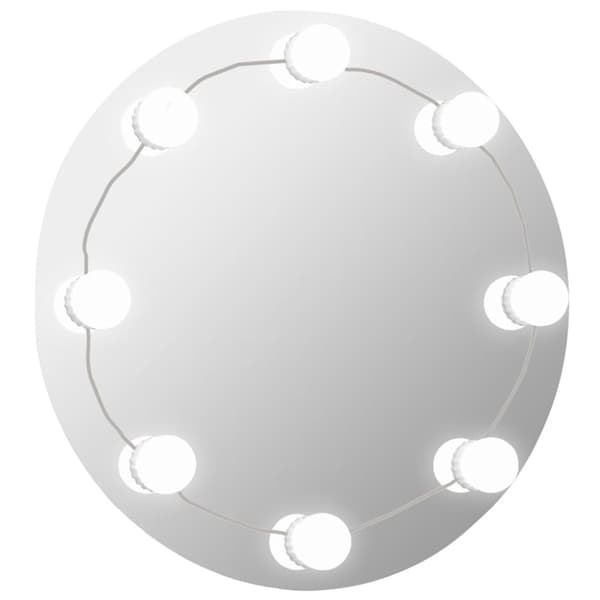 vidaXL vægspejl uden ramme med LED-lys rundt glas