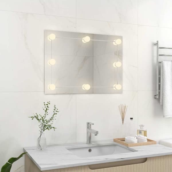 vidaXL vægspejl uden ramme med LED-lys rektangulær glas