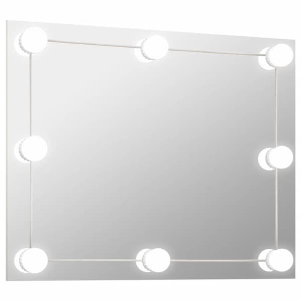 vidaXL vægspejl uden ramme med LED-lys rektangulær glas