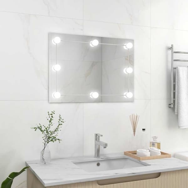 vidaXL vægspejl uden ramme med LED-lys rektangulær glas