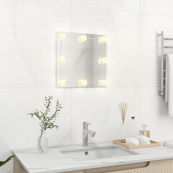 vidaXL Väggspegel med LED-belysning fyrkantig