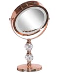 Miniatyrbild 8 av 9: Sminkspegel Roséguld Järn Metallram 13 cm med LED Lampor 1x/5x Förstoring Dubbelsidig Smink