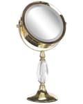 Miniatyrbild 6 av 9: Sminkspegel Guld Järn Metall Ram 13 cm med LED Lampor 1x/5x Förstorande Dubbelsidig Smink