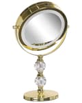 Miniatyrbild 8 av 9: Sminkspegel Guld Järn Metallram 13 cm med LED Lampor 1x/5x Förstoring Dubbelsidig Smink