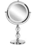 Miniatyrbild 4 av 9: Sminkspegel Silver Järn Metallram 13 cm med LED Lampor 1x/5x Förstoring Dubbelsidig Smink