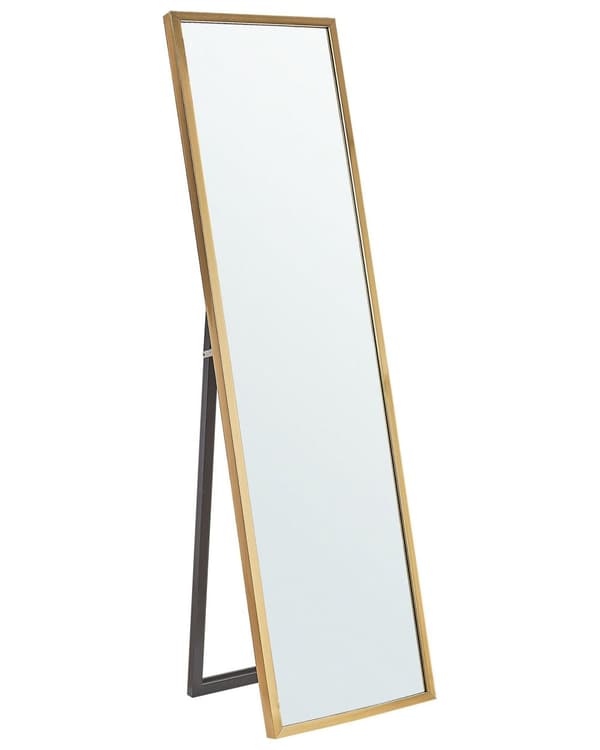 Seisova peili kultainen 40 x 140 x 3 cm muovi lasi suorakulmainen kokovartalopeili