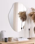 Miniatyrbillede 2 af 7: Vægspejl Sølv Glas 50 x 70 cm Dekorativ Væghængt Spejl uden Ramme Bølgede Organisk Flydende Form Hængende Dekoration Pigeværelse Design