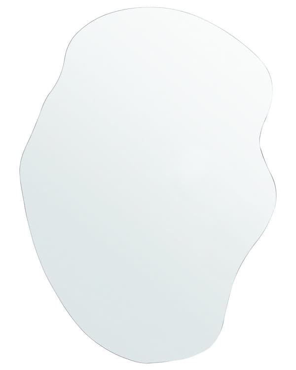 Vægspejl Sølv Glas 50 x 70 cm Dekorativ Væghængt Spejl uden Ramme Bølgede Organisk Flydende Form Hængende Dekoration Pigeværelse Design