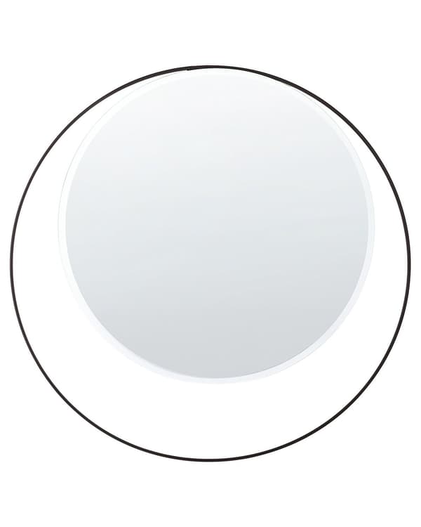 Seinäpeili musta metallia 50 cm kaksi pyöreää rengasta minimalistinen moderni tyyli