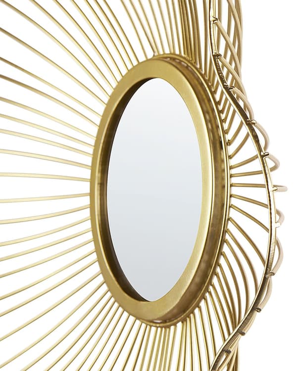 Väggspegel Accentstycke Guld Metall 40 cm Blom Form Vardagsrum Sovrum Vägg Hängd