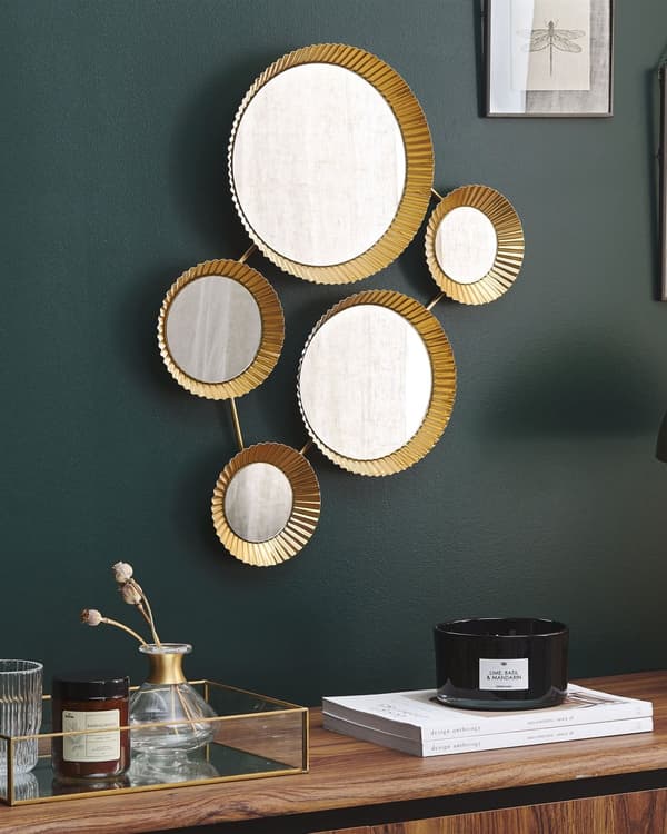 Set av 5 Speglar Guld Metallram 65 x 39 cm Glamour Vardagsrum Sovrum Vägg Hängd