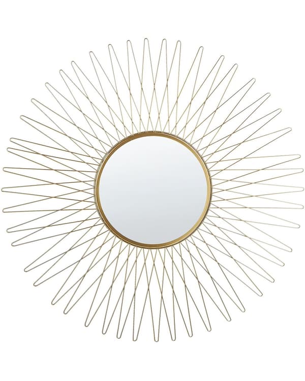 Vægspejl Guld Metal Rund 70 cm Solstråle Ornamental Glamour Stue Soveværelse
