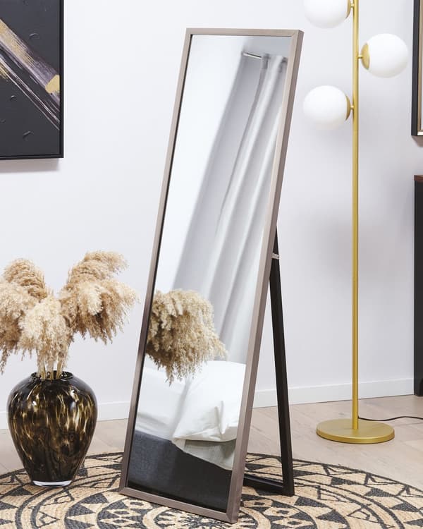 Stående Spejl Sølv Glas Syntetisk Materiale 40 x 140 cm med Stand Moderne Design med Stel